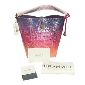 Brahmin Ombre Melbourne Collection Shira Horizon Tote Bag Leather Rainbow Luxury